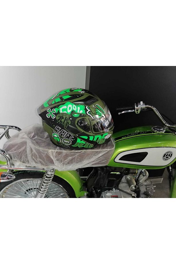 Jk 902 Çene Açılır Mat Yeşil Mat Siyah Güneş Vizörlü Kask - 7