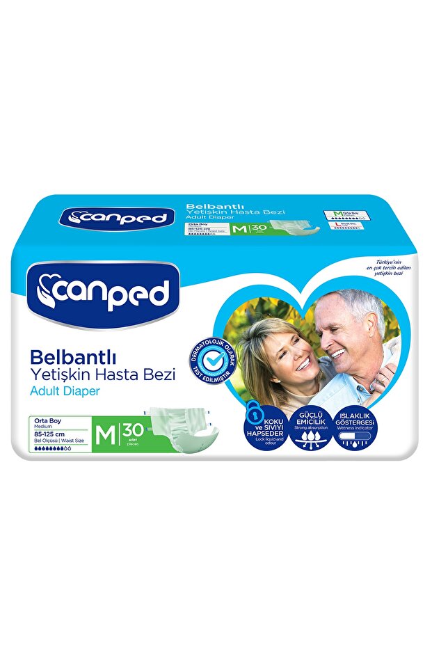 Adult Patient Diapers with Waistband Medium Size (m) 30 Pieces