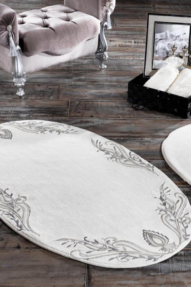 Tıara 2'li Oval Paspas- Krem/sılver - 2