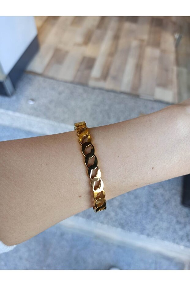 Steel Gold Color Chain Model Handcuff Bracelet