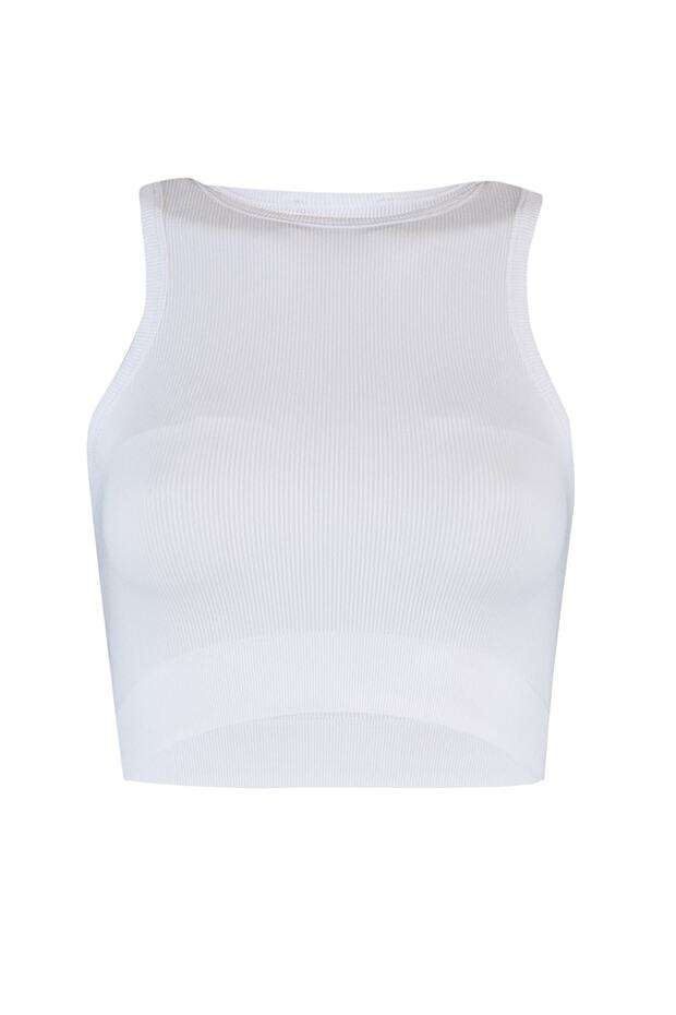 Beyaz Seamless/Dikişsiz Fitilli ve Hafif Destekli/Şekillendirici Örme Spor Sütyeni TWOSS21SS0024 - 6