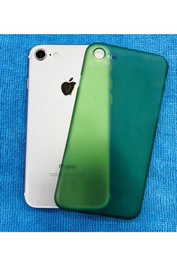 Apple iPhone 7-8 0.2 mm Pp Frosted Ultra Thin Hard Silicone Camera Protected Case Dark Green