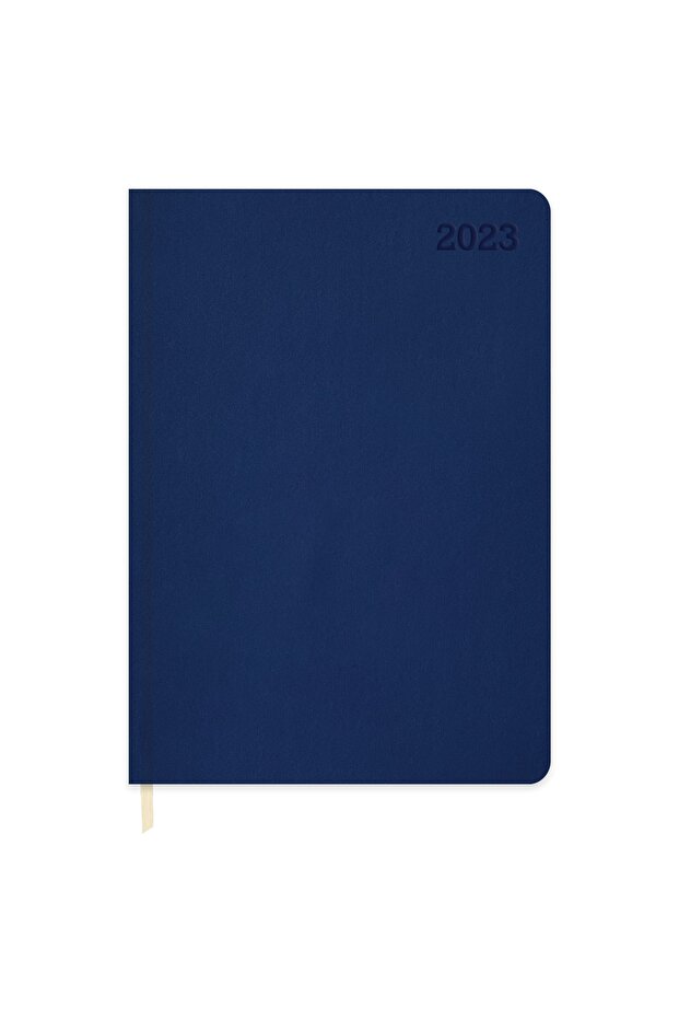 2023 14x20 Thermo Leather Daily Agenda - Navy Blue