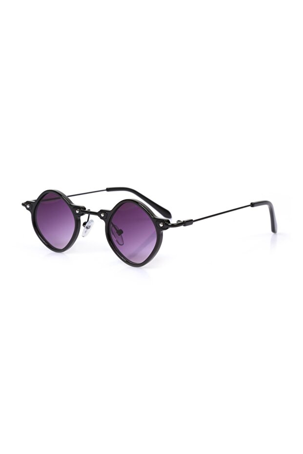 Women's Sunglasses Minimal Black Geometric Frame Black Glass