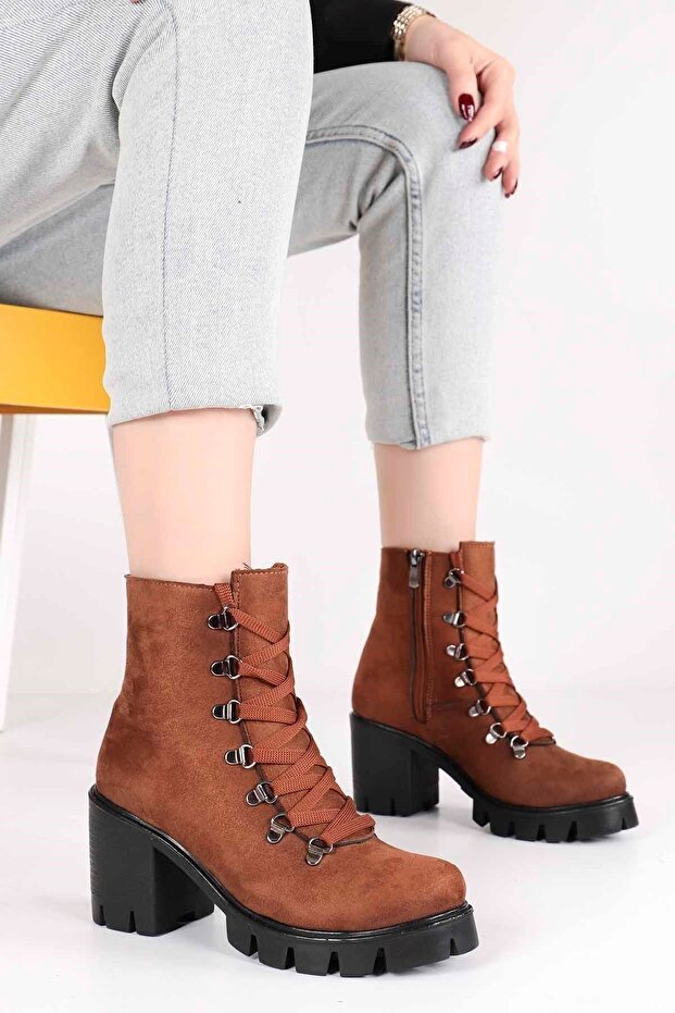 Bln 530 Hook Lace Heeled Boots-tan Suede