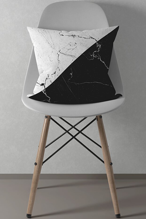 Marble Pattern, Marble Patterned Throw Pillow, Black Throw Pillow, White Throw Pillow, Black White Throw Pillow, 43x43cm