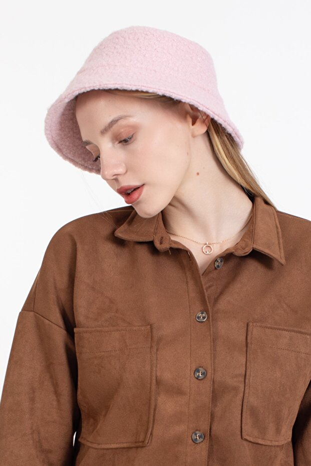 Curly Plush Bucket Hat Powder