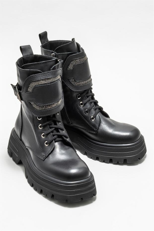 Siyah Deri Kadın Günlük Bot - 2