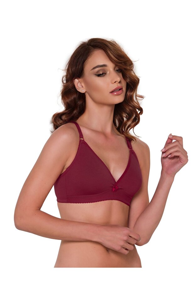 Basic Penye Sütyen Bordo - 1