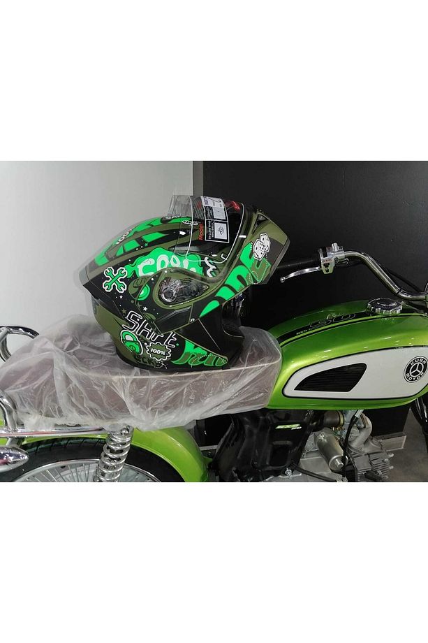 Jk 902 Çene Açılır Mat Yeşil Mat Siyah Güneş Vizörlü Kask - 1