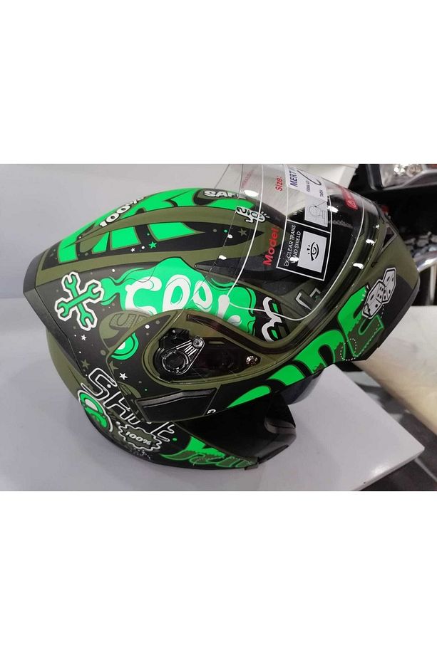 Jk 902 Çene Açılır Mat Yeşil Mat Siyah Güneş Vizörlü Kask - 6