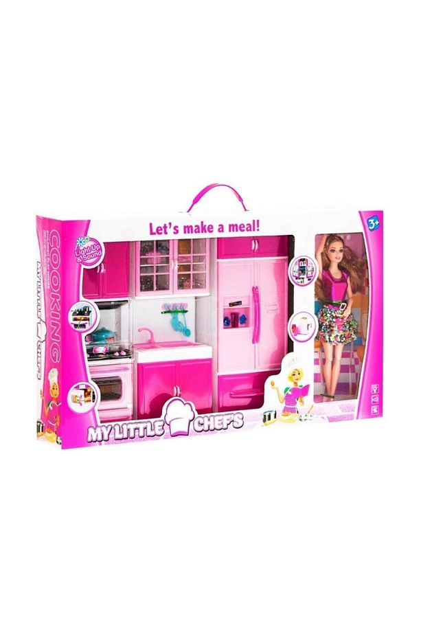 My Lıttle Chefs 3'lü Eklemli Et Bebek Ve Mutfak Seti Pembe - 1
