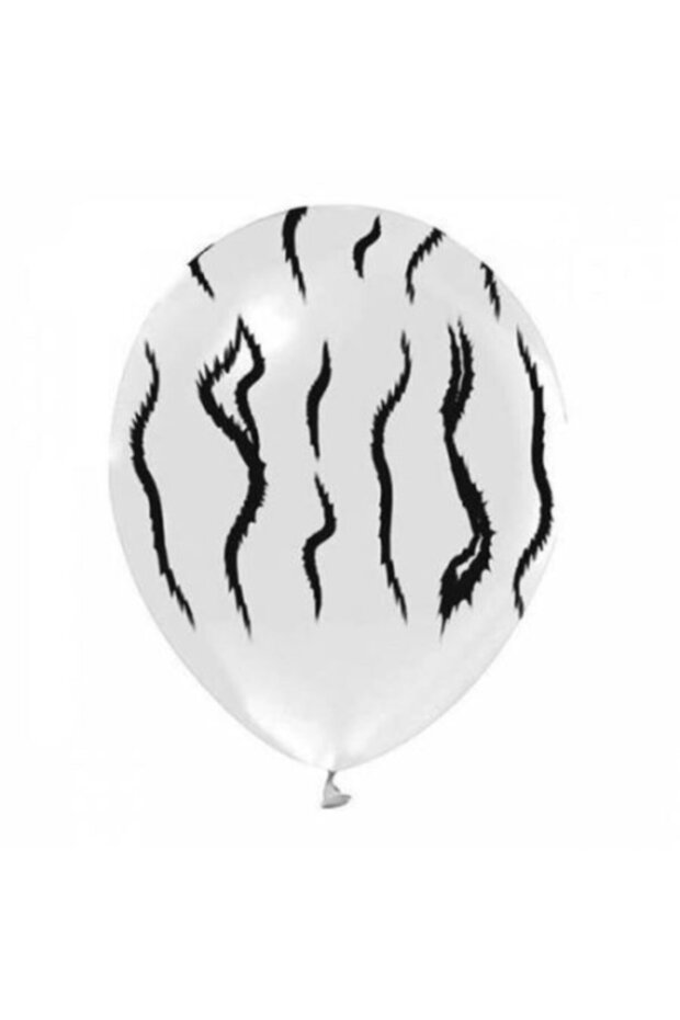 Zebra Striped Patterned White Balloon 10 Pieces