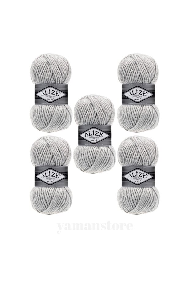 5 Pieces Superlana Maxi Knitting Threads Vest Cardigan Floss Scarf Sweater Thread 208 Light Gray