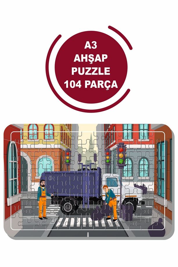 Çöp Kamyonu A3 104 Parça Puzzle, Oyuncak, Yapboz - 1