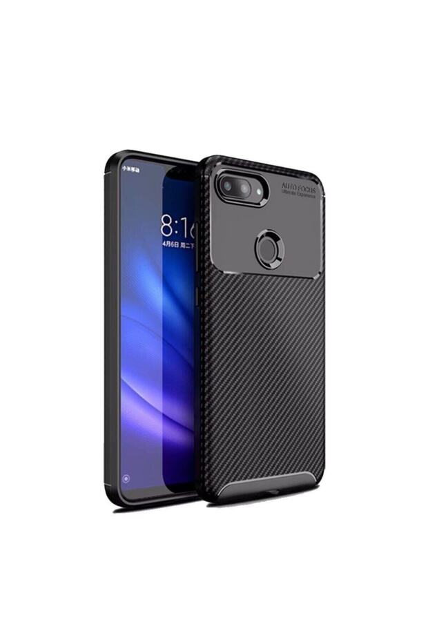 Teleplus Xiaomi Mi 8 Lite Case Carbon Patterned Lux  Silicone + Glass Screen Protector