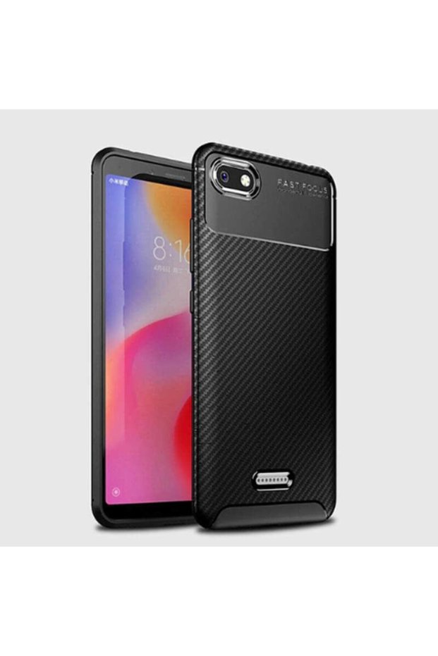 غلاف هاتف Xiaomi Redmi 6a مصنوع من السيليكون Lux Negro بنمط الكربون + واقي شاشة نانو
