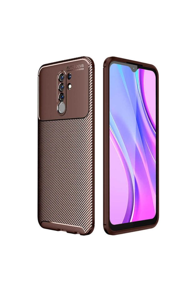 غلاف هاتف Xiaomi Redmi 9 مصنوع من السيليكون Lux Negro بنمط الكربون + واقي شاشة نانو