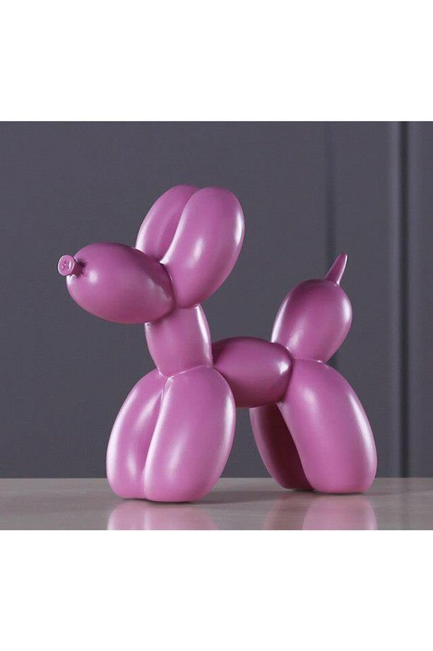 Pembe Modern Büyük Boy 20 cm Sevimli Balon Köpek Biblo - 1