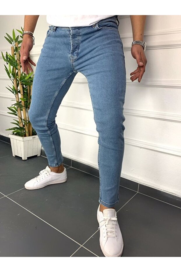 Skinny Fit Men's Denim Jeans Trousers Lycra Ankle Mold