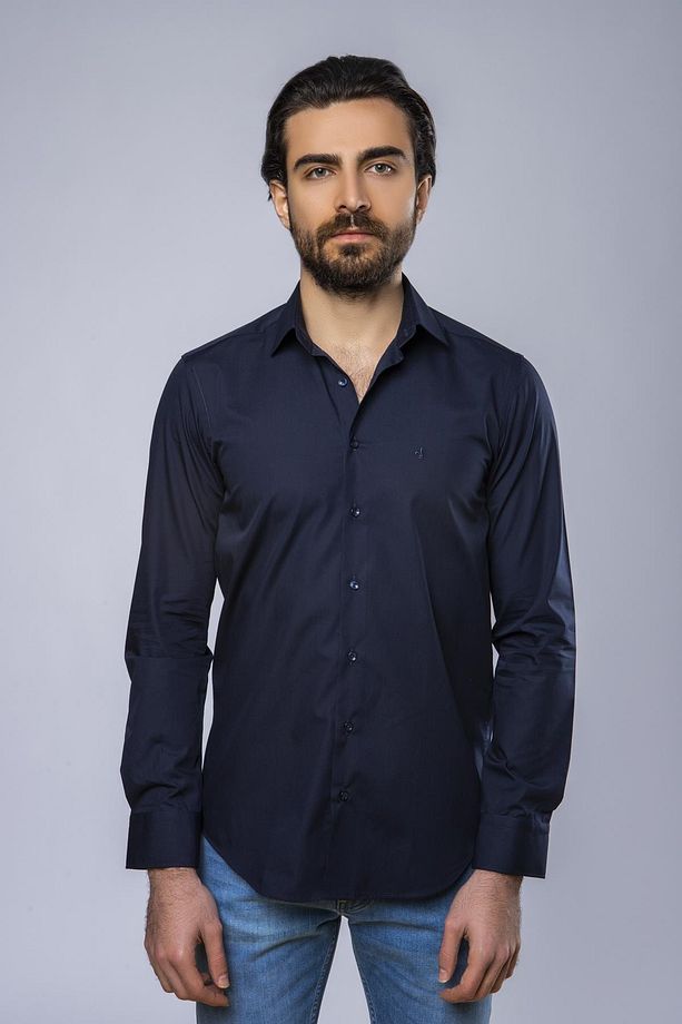 Slim Fit Uzun Kollu Erkek Gömlek 360-db09 - 3