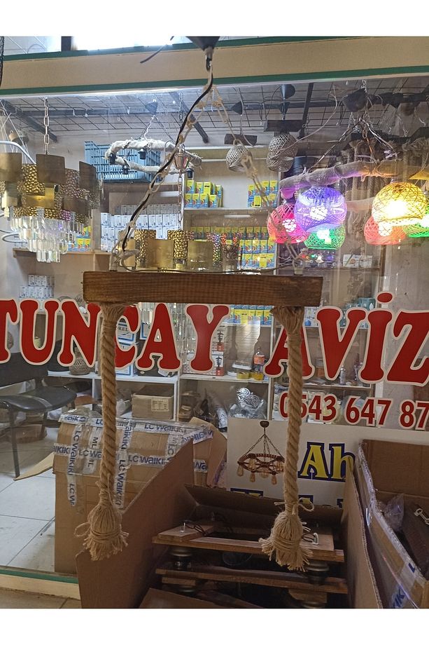Halatlı Ahşap ,sarkıt Avize - 5