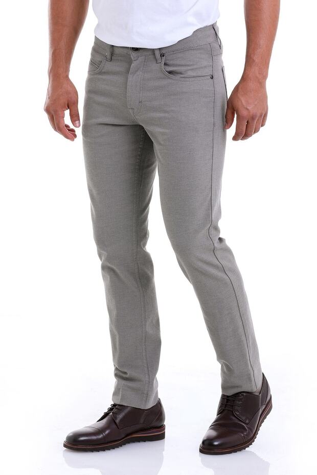 Haki Regular Fit Desenli Pamuklu 5 Cep Kanvas Pantolon - 3