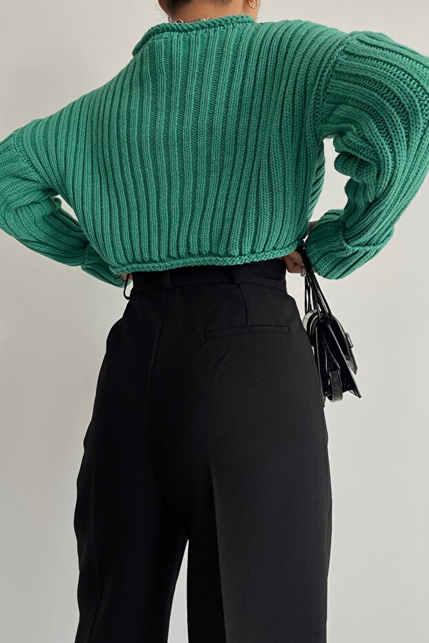 Ψηλόμεσο Basic Palazzo Παντελόνι Μαύρο - 2