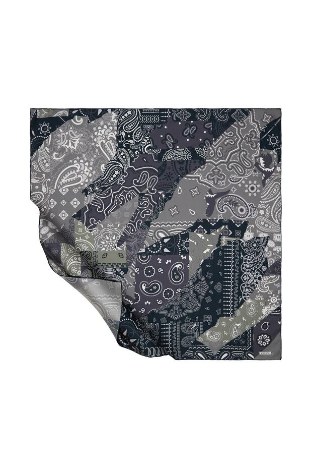 Eșarfă din mătase Tivil cu model patchwork afumat - 1