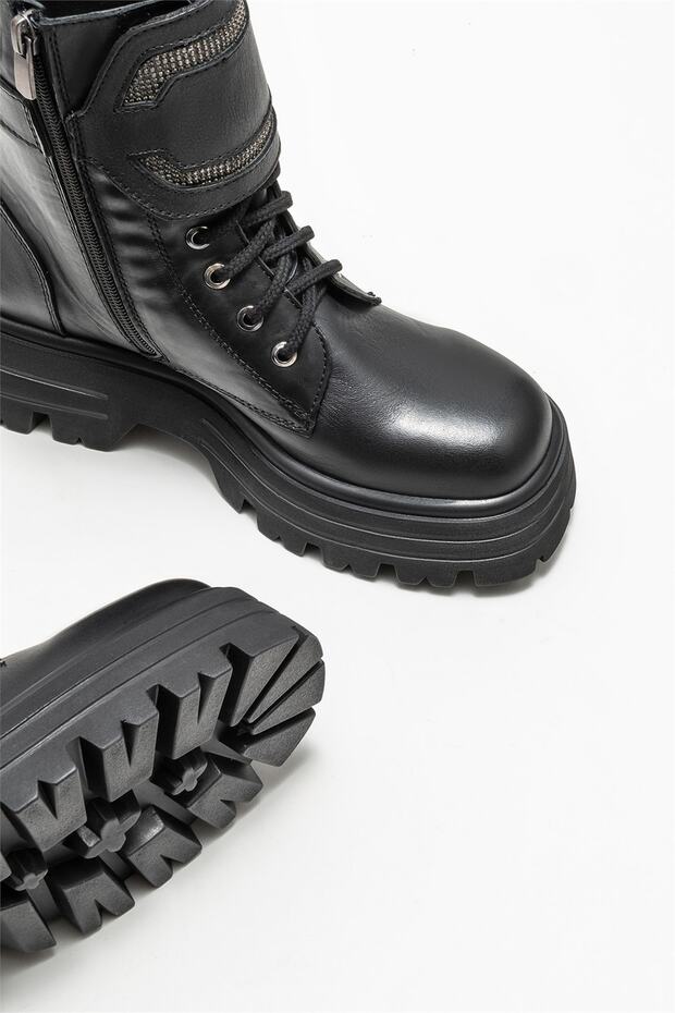 Siyah Deri Kadın Günlük Bot - 3