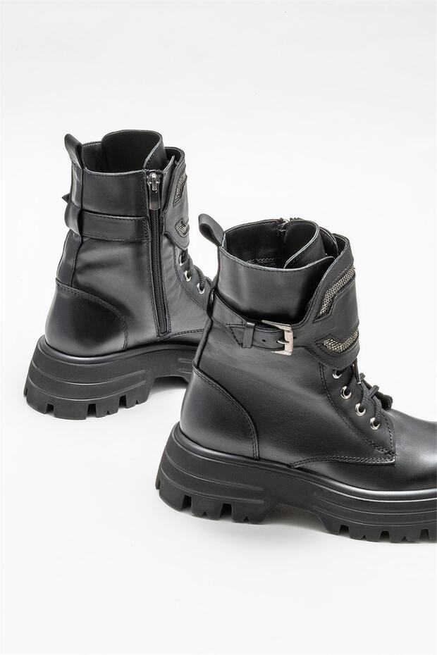 Siyah Deri Kadın Günlük Bot - 4