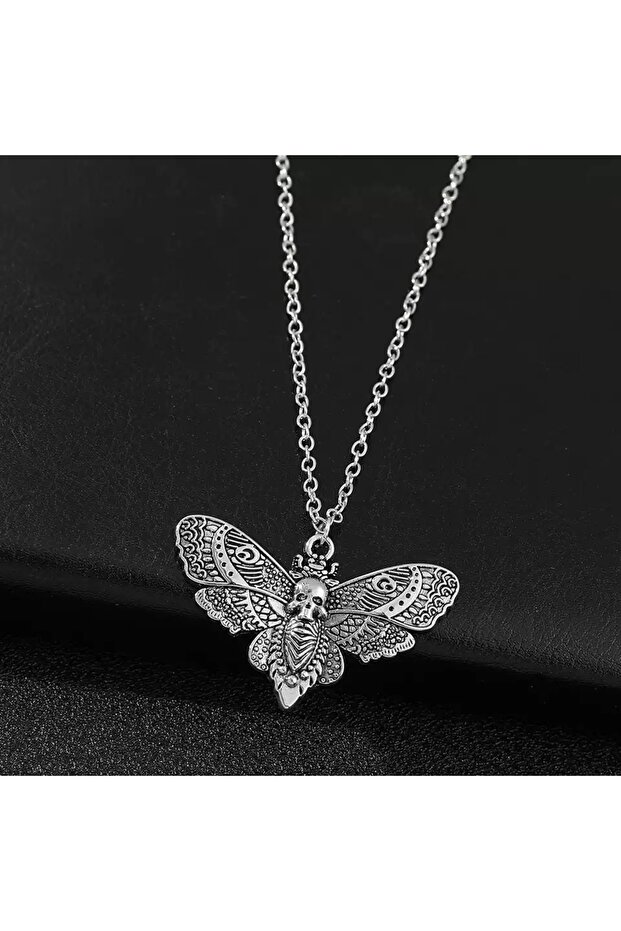 Harajuku Fashion Gothic Punk Skull Moth Necklace