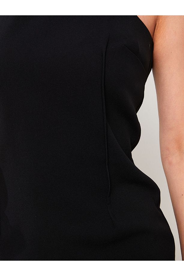 Halter Yaka Düz Kolsuz Kadın Elbise - 4