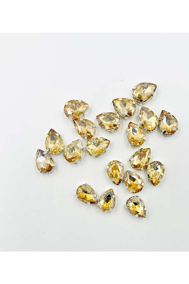 10x14 1.4 cm Champagne Case Strut Drop Glass Stone 40 Pieces