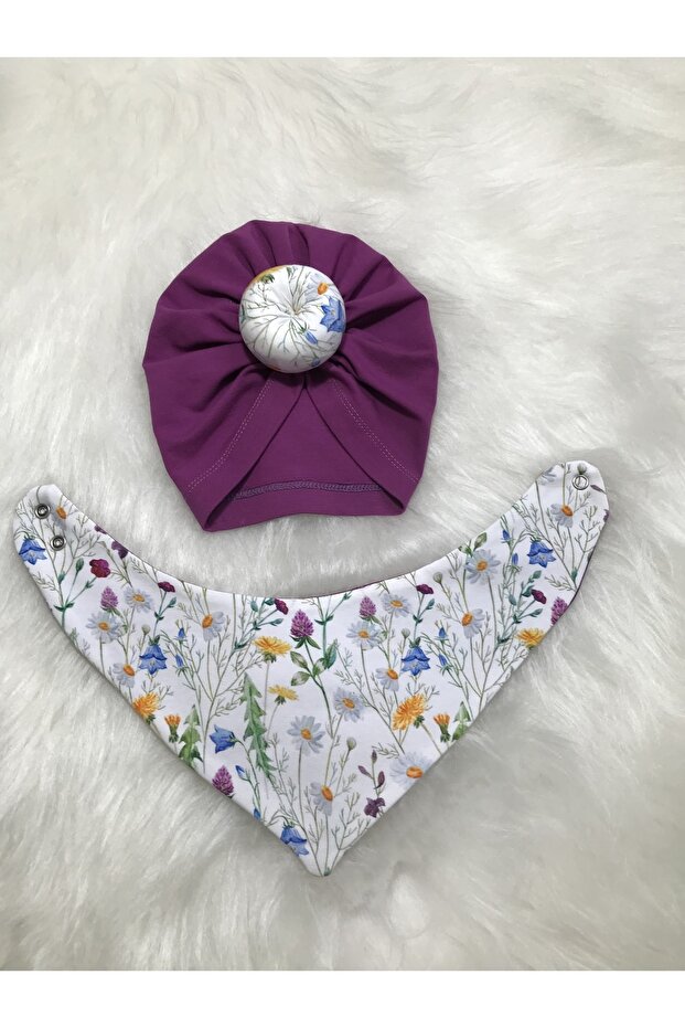 Kız Bebek Donut Bone Ve Üçgen Önlük Çiçekli - 3
