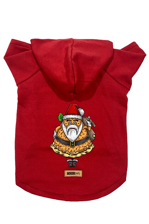 Red Pizza Dad Print Fleece Sweatshirt - Dog and Cat Outfit, Size m