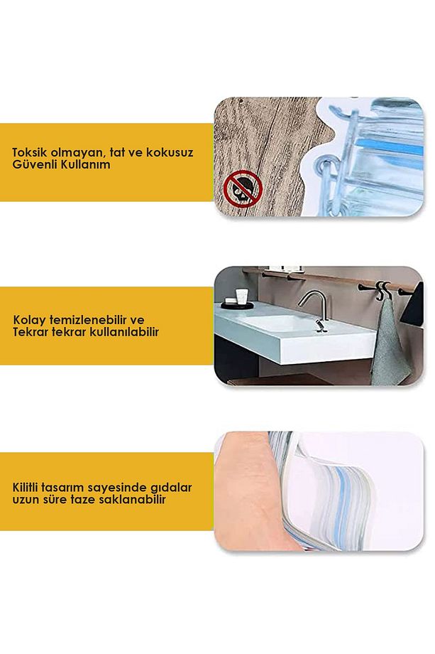 Kavanoz Görünümlü Saklama Poşeti Setleri Kilitlenebilir Çıtçıtlı Buzdolabı Saklama Kabı - 5