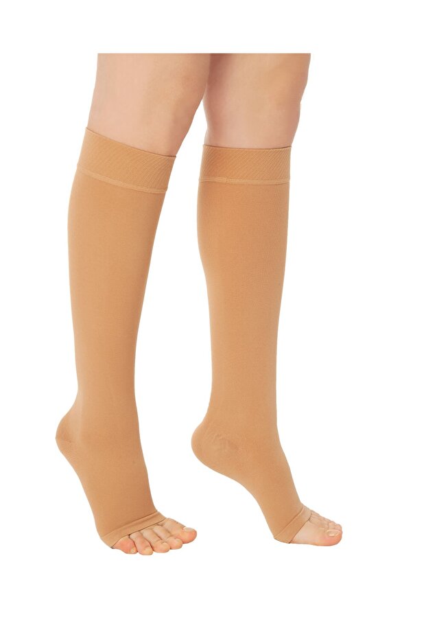 Diz Altı Çorabı (AÇIK BURUN) Orta Basınçlı Siyah Ref 912 - 2