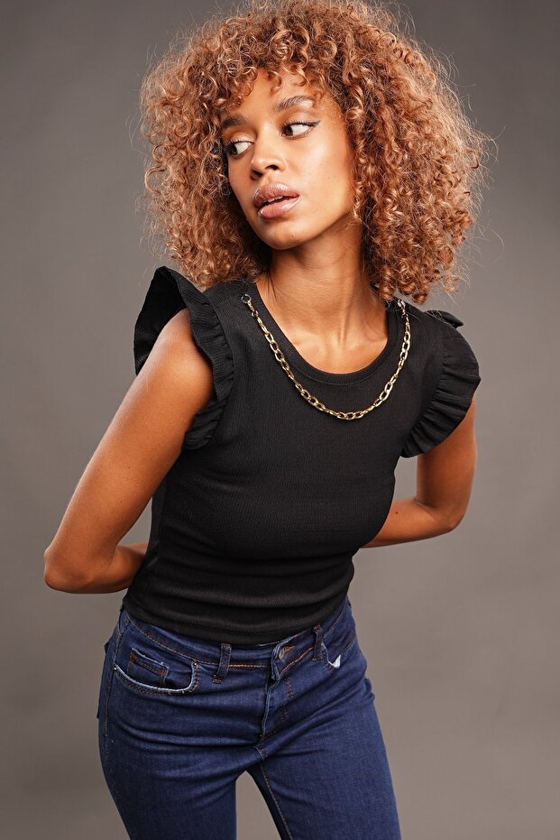 Collar Chain Blouse - 3