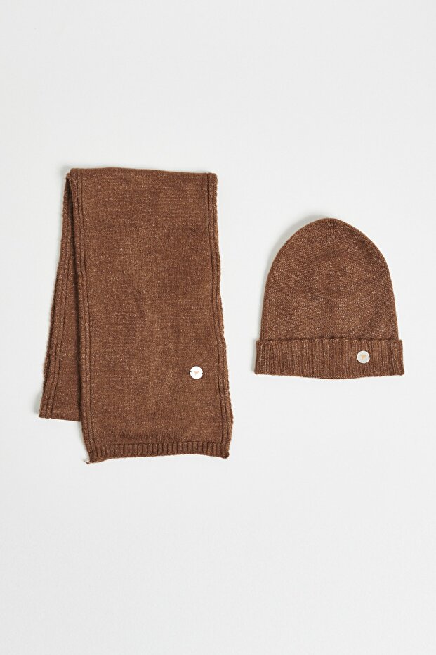 Men's Brown Scarf-Beanie Set