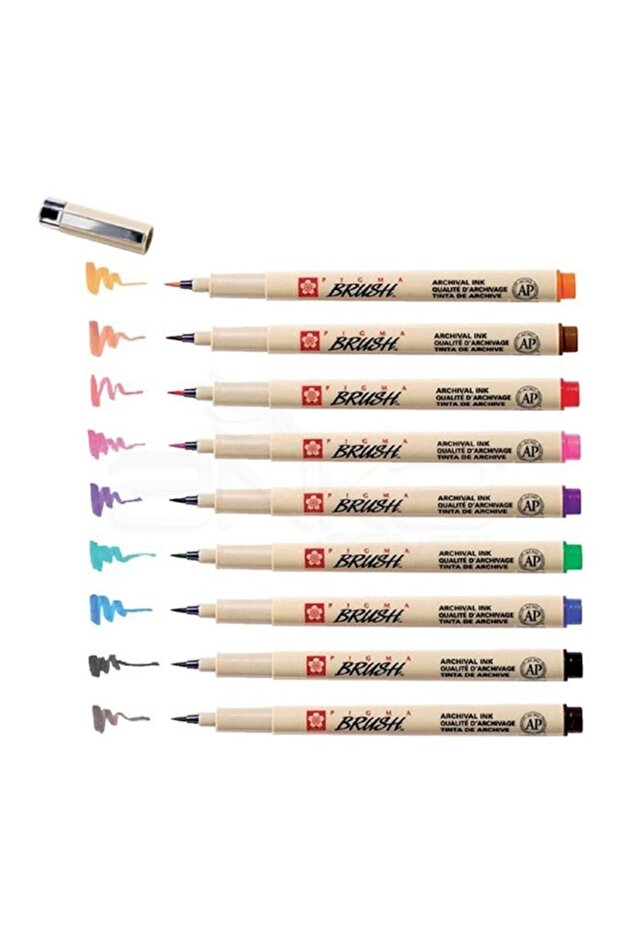 Pigma Brush Pen Set of 9 All Colors