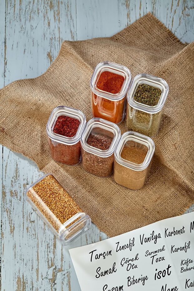 6-Piece Acrylic Spice Jar with Label 250 Ml Storage Container - 2