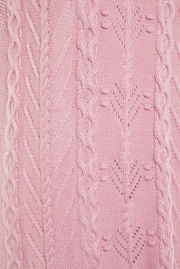 Różowy sweterek z dekoltem w kształcie litery V TCTAW23SV00005 - 7