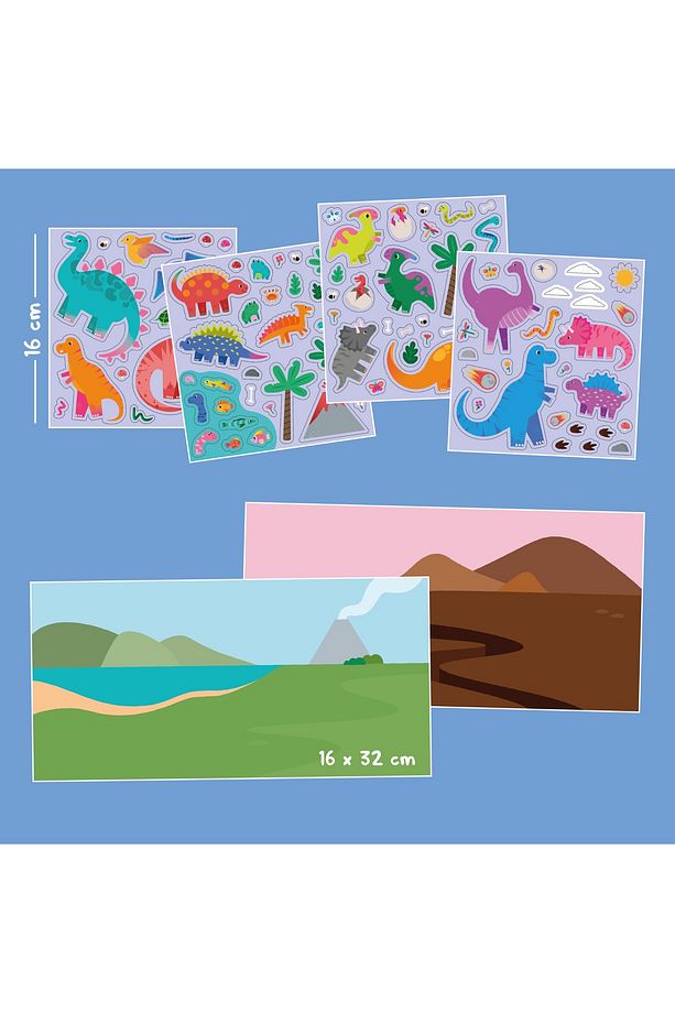 Reusable Dinosaurs Tak Çıkar Çıkartma Oyunu Sticker Seti - 7