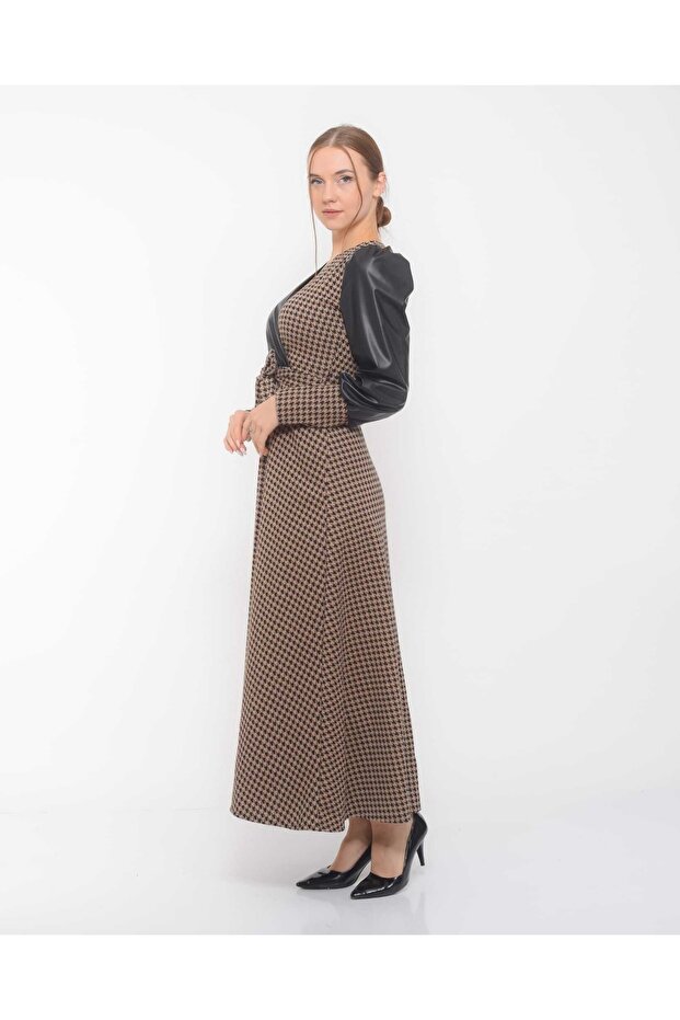 Kožna haljina sa patchwork dizajnom - 2