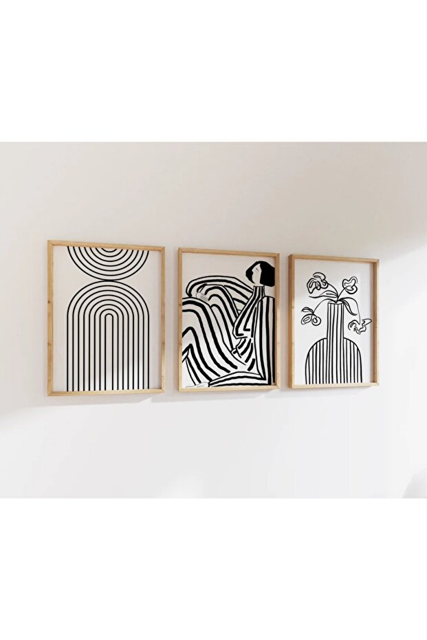 Wooden 3-Piece Framed Abstract Decorative Picture qmrc