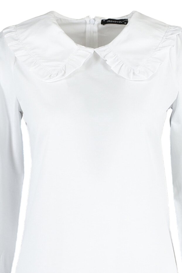 Beyaz Bebe Yaka Dokuma Tunik TCTSS21TN0089 - 4