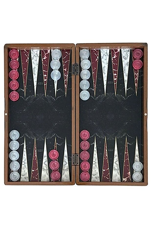 Marble Black Large Size Backgammon Set - 1
