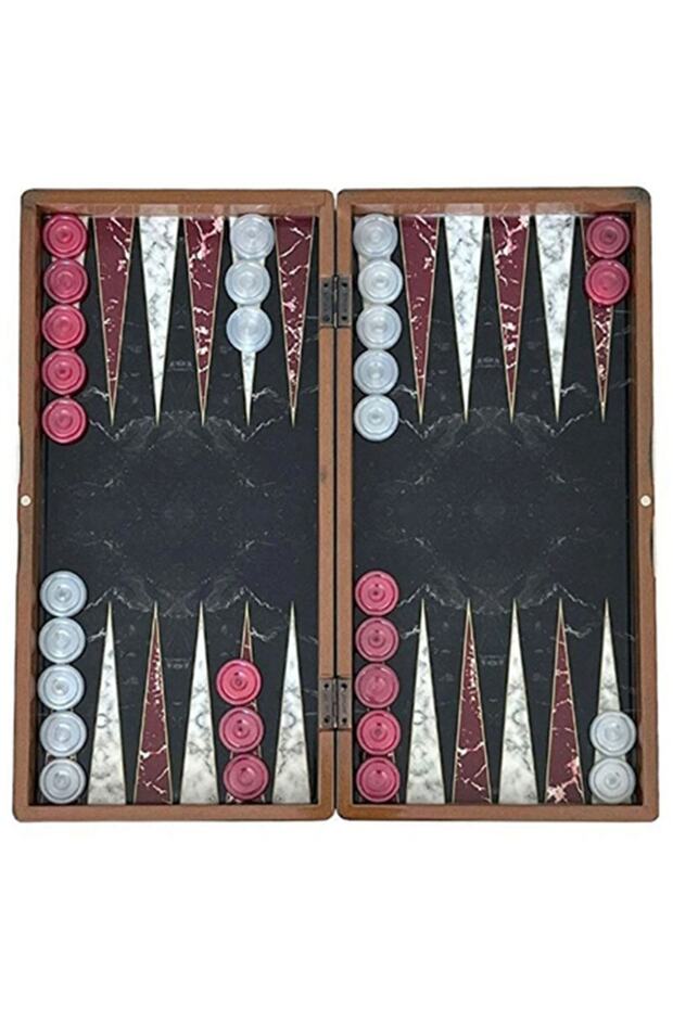 Marble Black Large Size Backgammon Set - 3