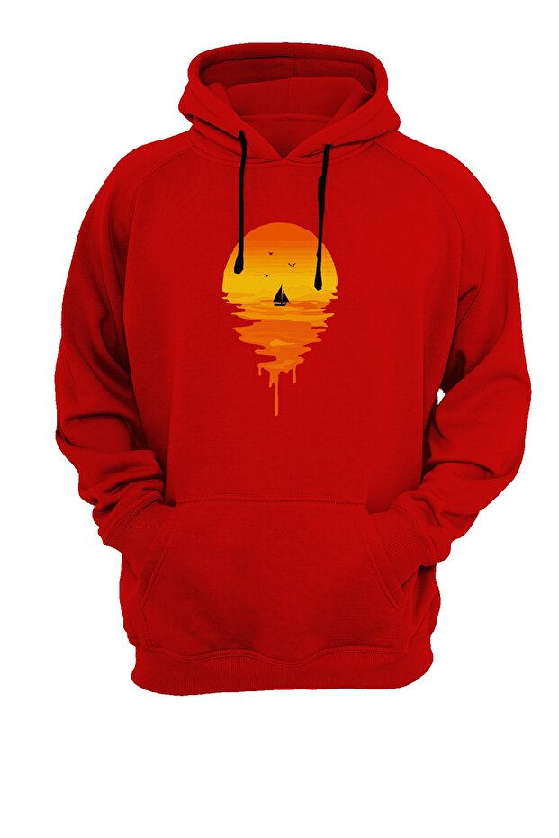 Sunset Printed Red Sweatshirt - 1